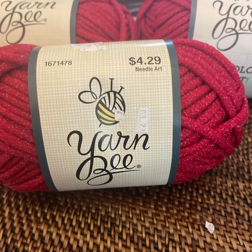 Yarn Bee scrub ology scrub it yarn.  Fire red.  Brand new.  Three rolls.